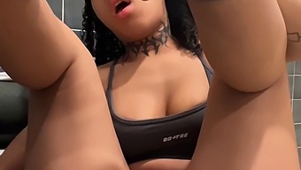Public Gym Bathroom Solo Sex Attempt Almost Goes Wrong For Black Beauty